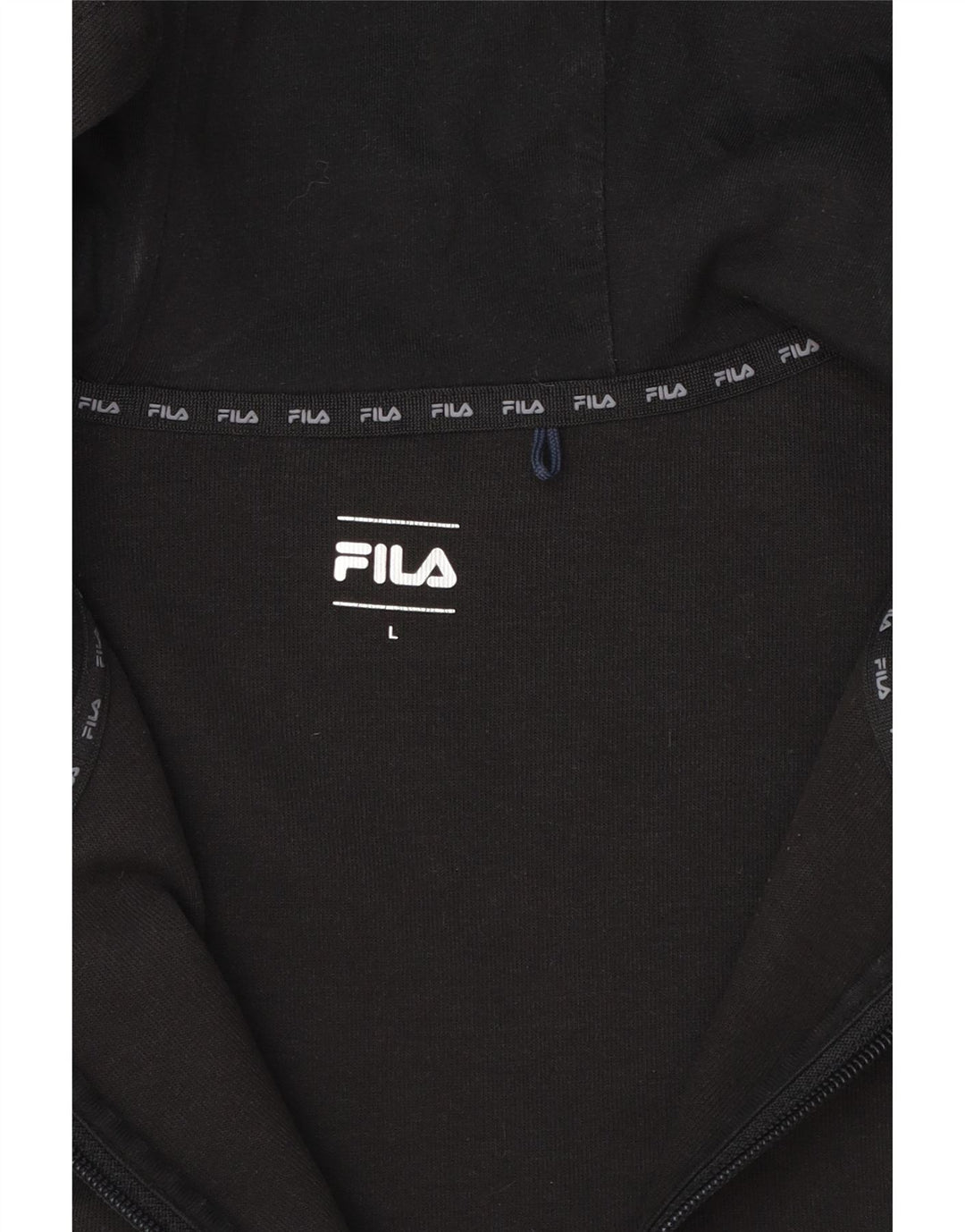 Suéter masculino Fila com capuz e zíper grande bloco colorido preto