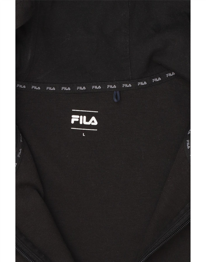 Suéter masculino Fila com capuz e zíper grande bloco colorido preto
