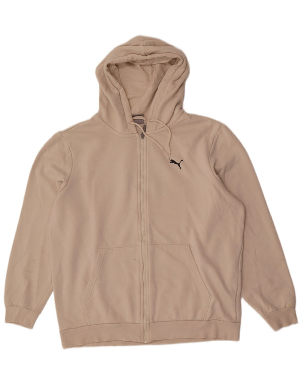 Suéter masculino Puma com capuz e zíper gráfico grande algodão bege