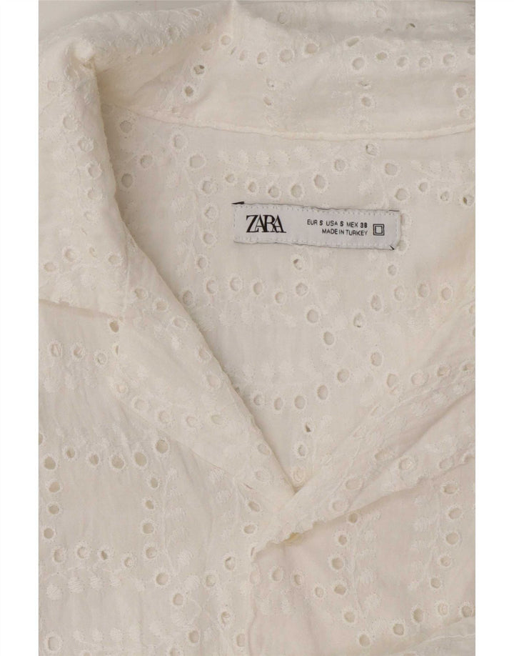 Zara Camisa masculina transparente de manga curta pequena branca