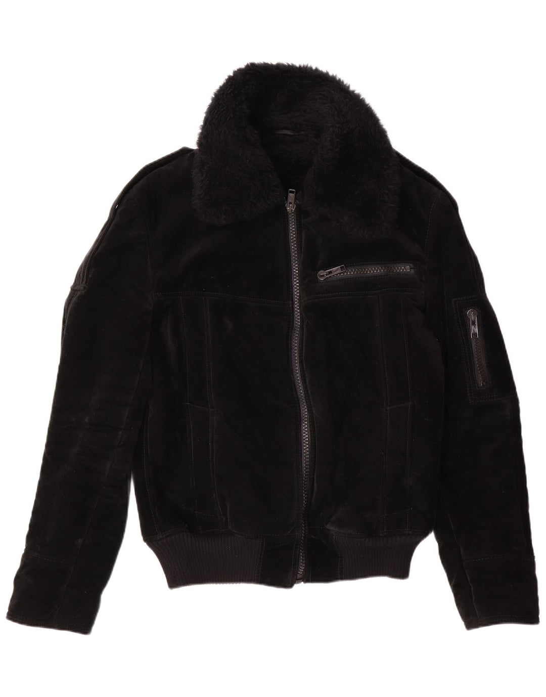 Jaqueta Sherpa feminina VINTAGE UK 12 viscose preta média