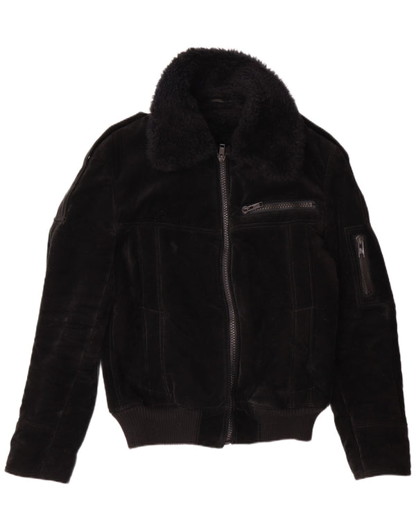 Jaqueta Sherpa feminina VINTAGE UK 12 viscose preta média