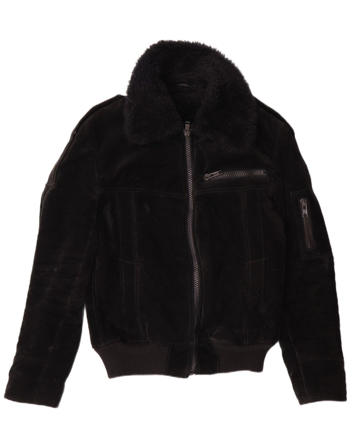 Jaqueta Sherpa feminina VINTAGE UK 12 viscose preta média