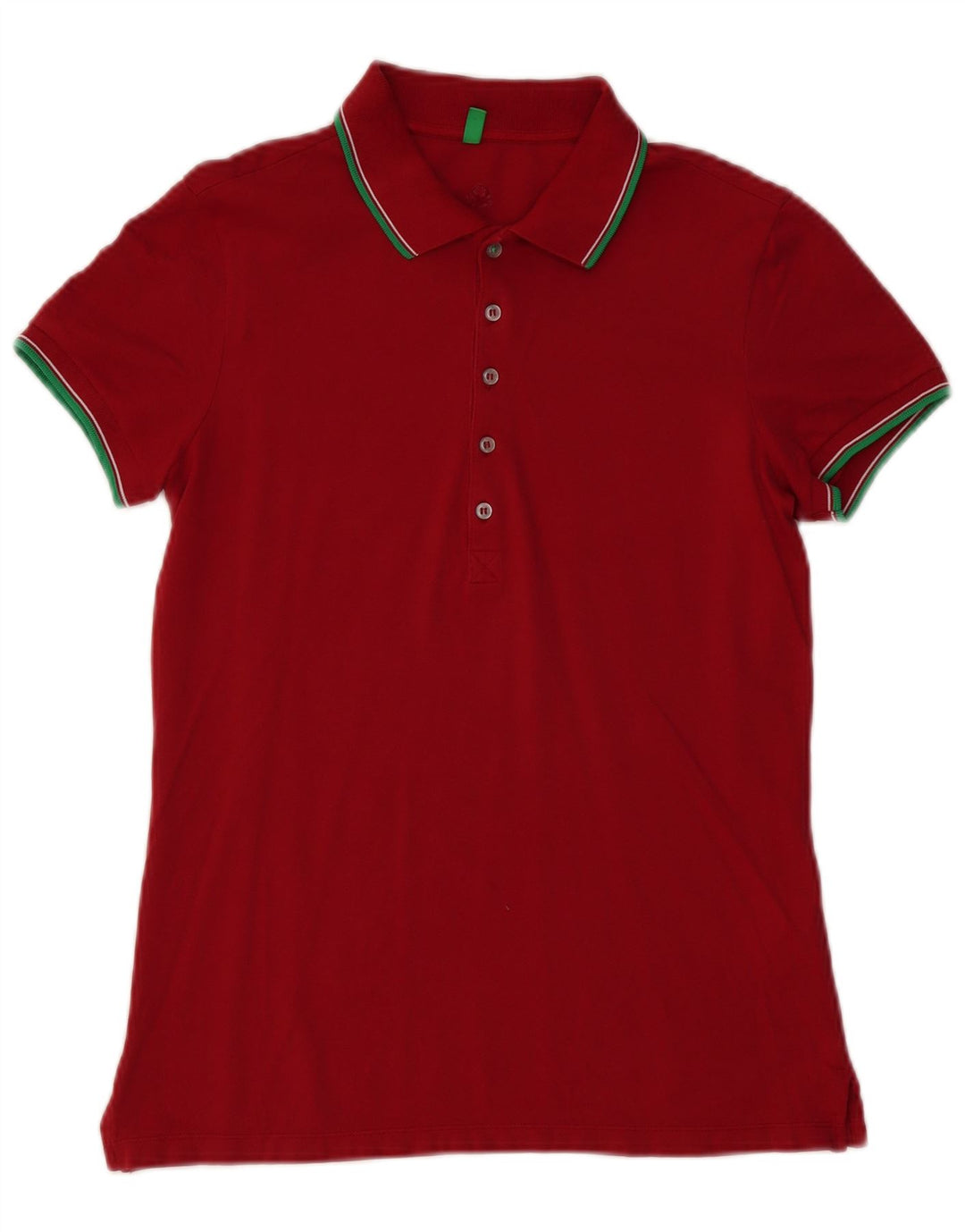 Camisa polo masculina Benetton pequena de algodão vermelho