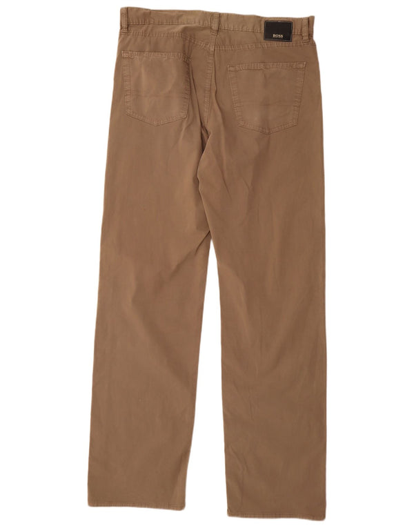 Calça casual reta masculina Hugo Boss W36 L36 algodão bege
