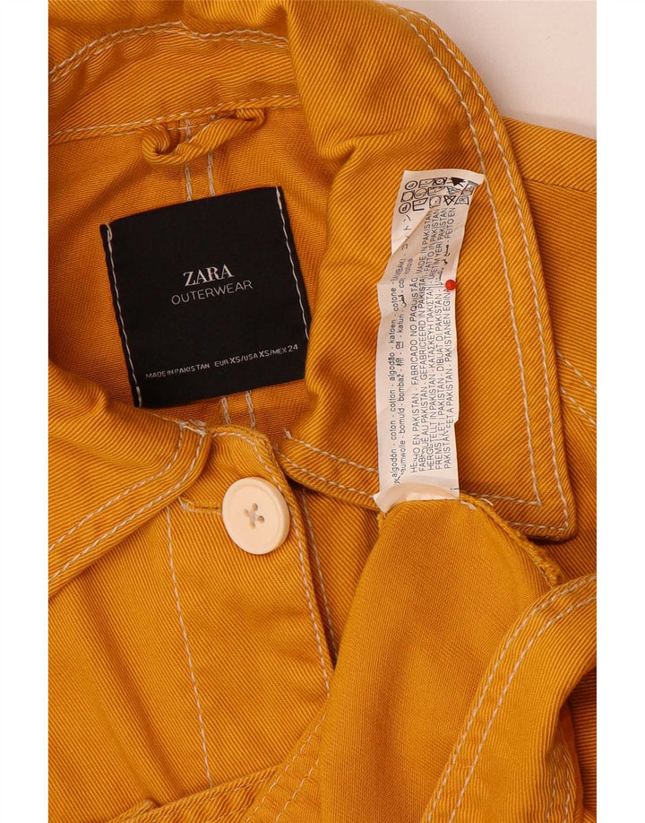 Zara Womens Oversized Bomber Jacket UK 6 XS Amarelo Algodão