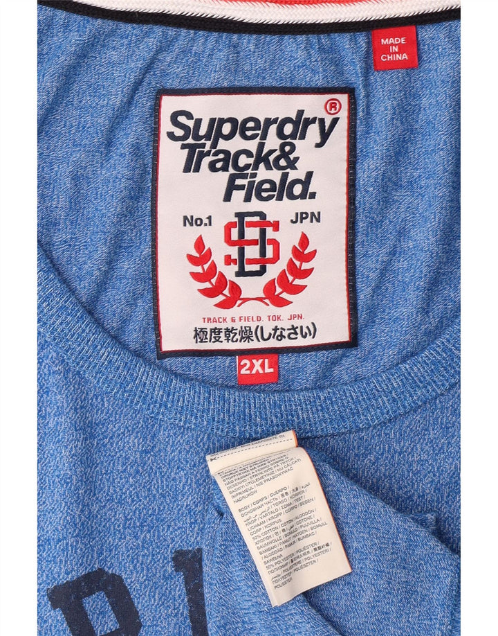 SUPERDRY Colete gráfico masculino Top 2XL algodão azul