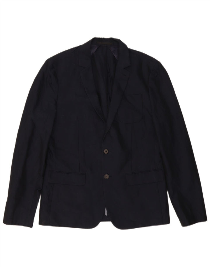 Jaqueta blazer masculina All Saints com 2 botões Reino Unido 38 algodão azul marinho médio