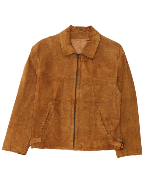Jaqueta masculina vintage de camurça IT 50 grande couro bege