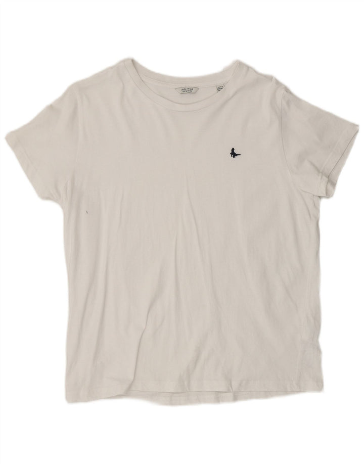 Camiseta feminina JACK WILLS UK 12 algodão branco médio