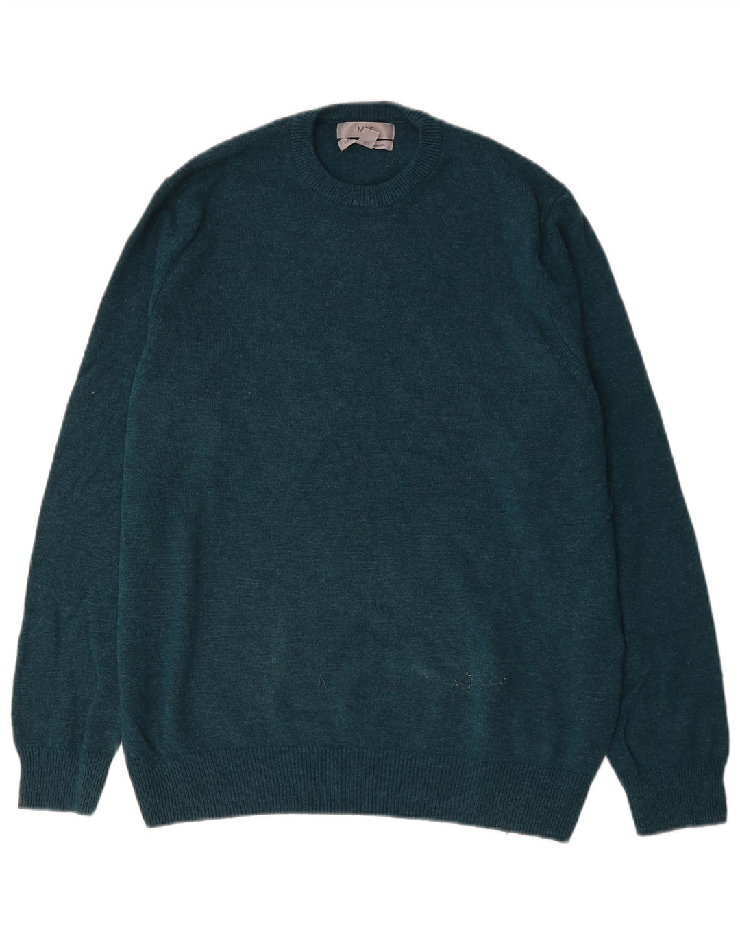 Suéter masculino Marks & Spencer com gola redonda XL lã de cordeiro verde