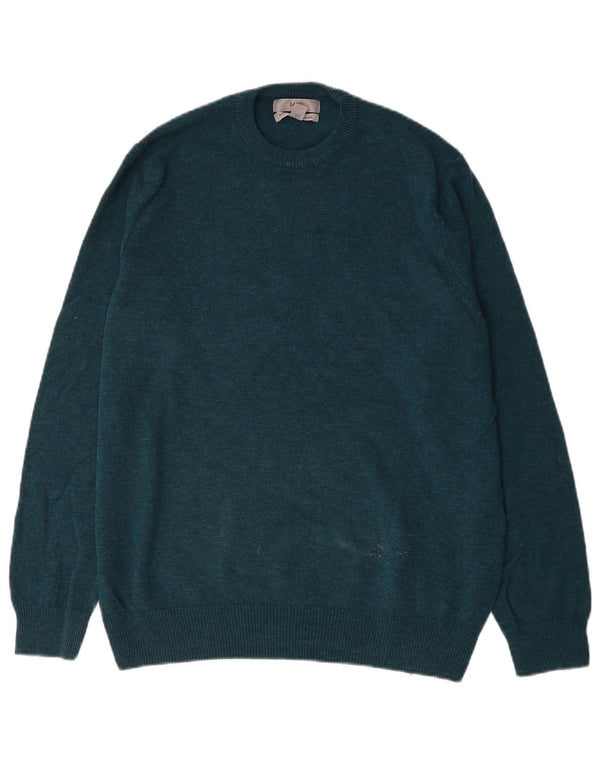 Suéter masculino Marks & Spencer com gola redonda XL lã de cordeiro verde