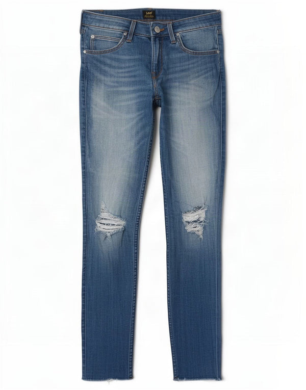 Lee Womens Scarlett Distressed Jeans Skinny W28 L29 Algodão Azul