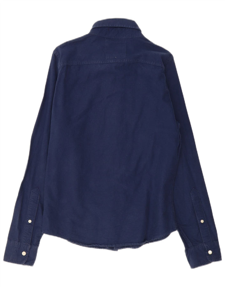 Camisa masculina HOLLISTER pequena de algodão azul marinho