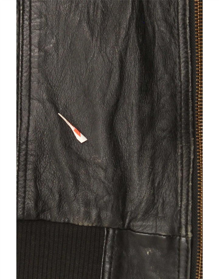 Jaqueta de couro militar masculina de banco UK 38 médio preto