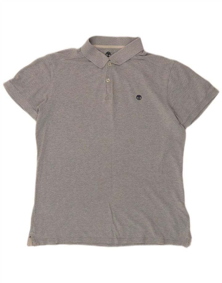 Camisa polo masculina TIMBERLAND Slim Fit algodão cinza médio