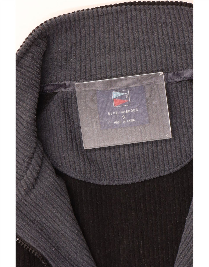 Suéter de lã masculino Marks & Spencer Blue Harbor com zíper e gola pequena preto