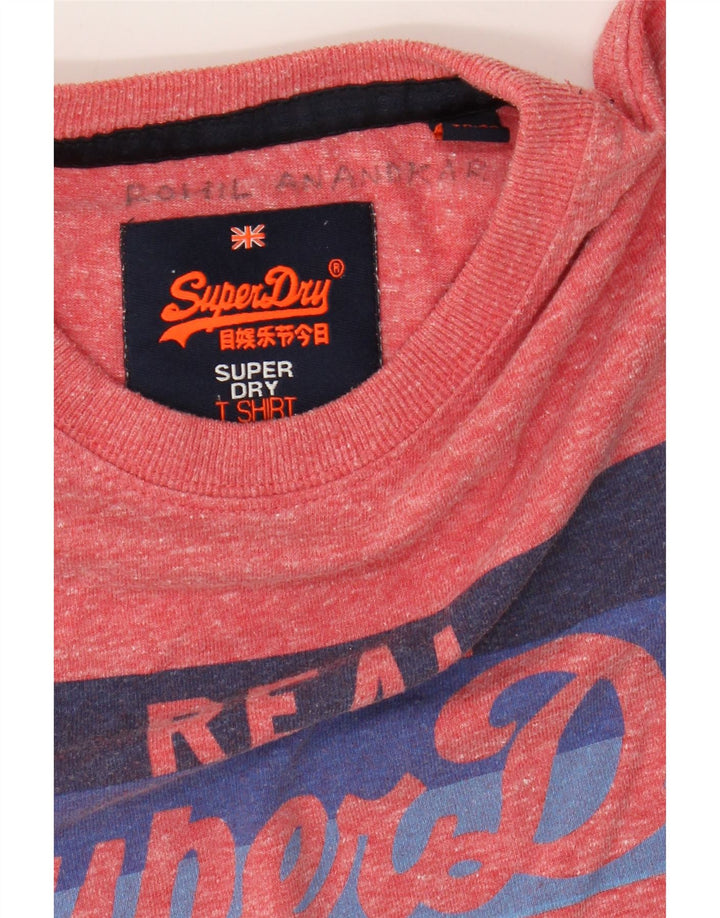 Superdry camiseta masculina gráfica top pequeno poliéster manchado rosa