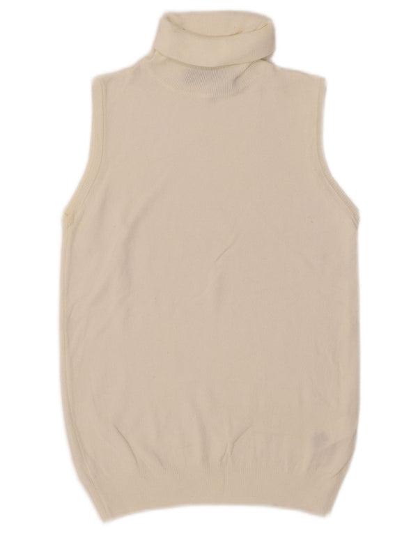 Zara Womens Vest Tank Top UK 12 Medium Off White Acrylic