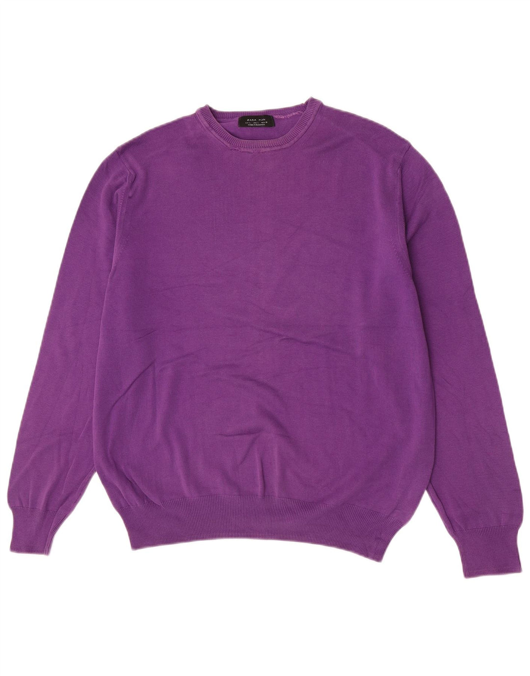 Suéter masculino Zara com gola redonda, grande algodão roxo