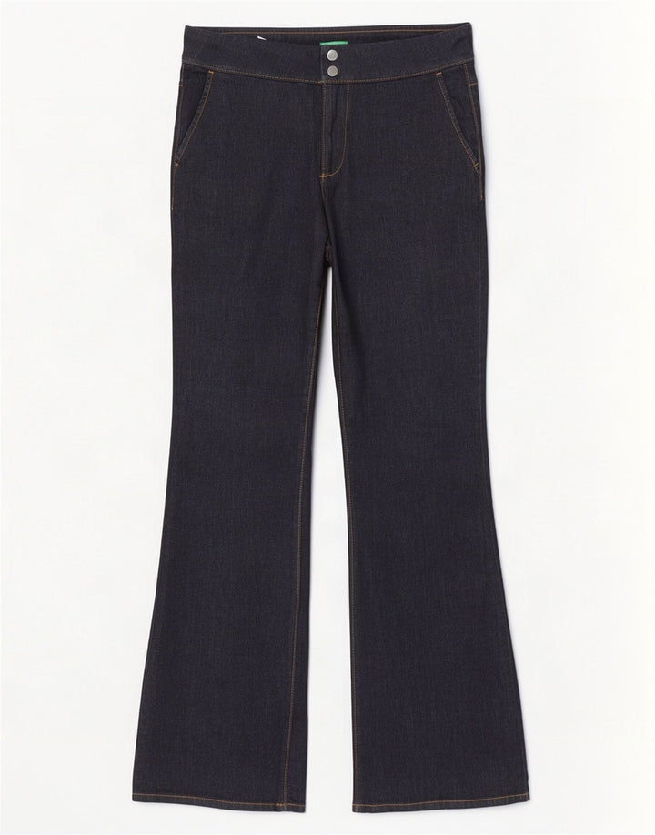 Benetton Jeans Bootcut Feminino Reino Unido 12 Médio W32 L34 Azul Marinho Algodão