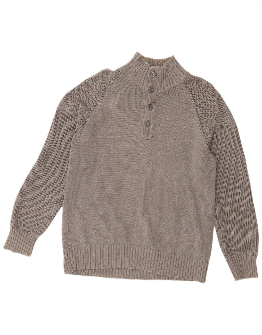 Suéter masculino Marks & Spencer Blue Harbor com botão e gola grande cinza