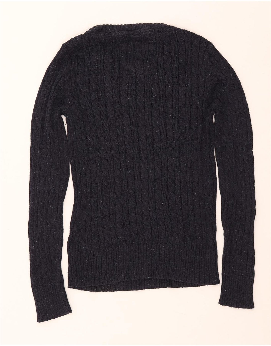 Suéter feminino SUPERDRY com gola canoa Reino Unido 12 algodão azul marinho médio