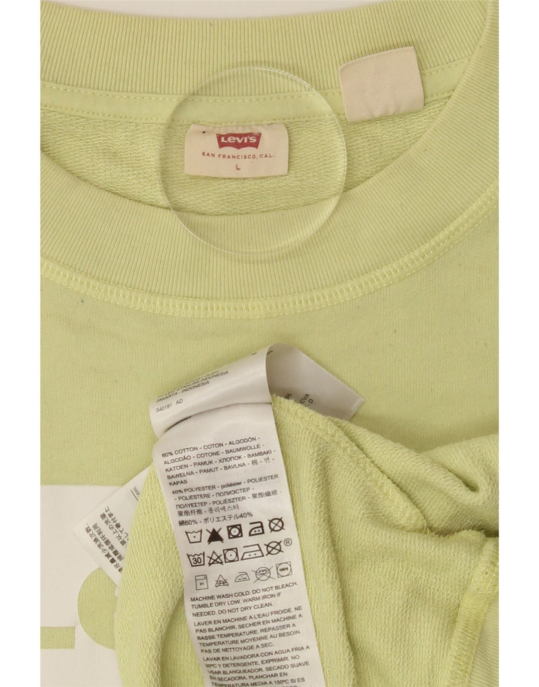 LEVI'S Womens Graphic Sweatshirt Jumper UK 16 Large Green Cotton Vintage Levi's and Second-Hand Levi's from Messina Hembry 