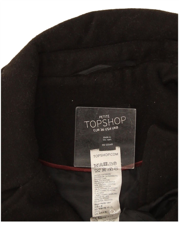 Casaco feminino Topshop tamanho 8 pequeno poliéster preto