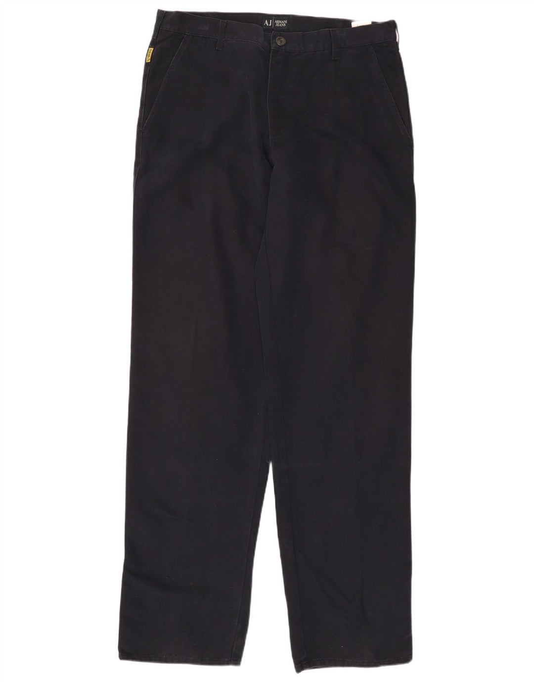 ARMANI Mens Straight Chino Calças EU 52 XL W36 L36 Azul Marinho Algodão