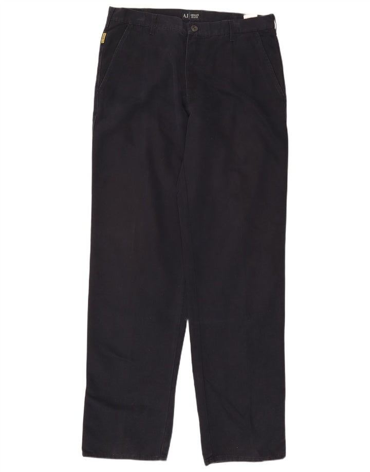 ARMANI Mens Straight Chino Calças EU 52 XL W36 L36 Azul Marinho Algodão