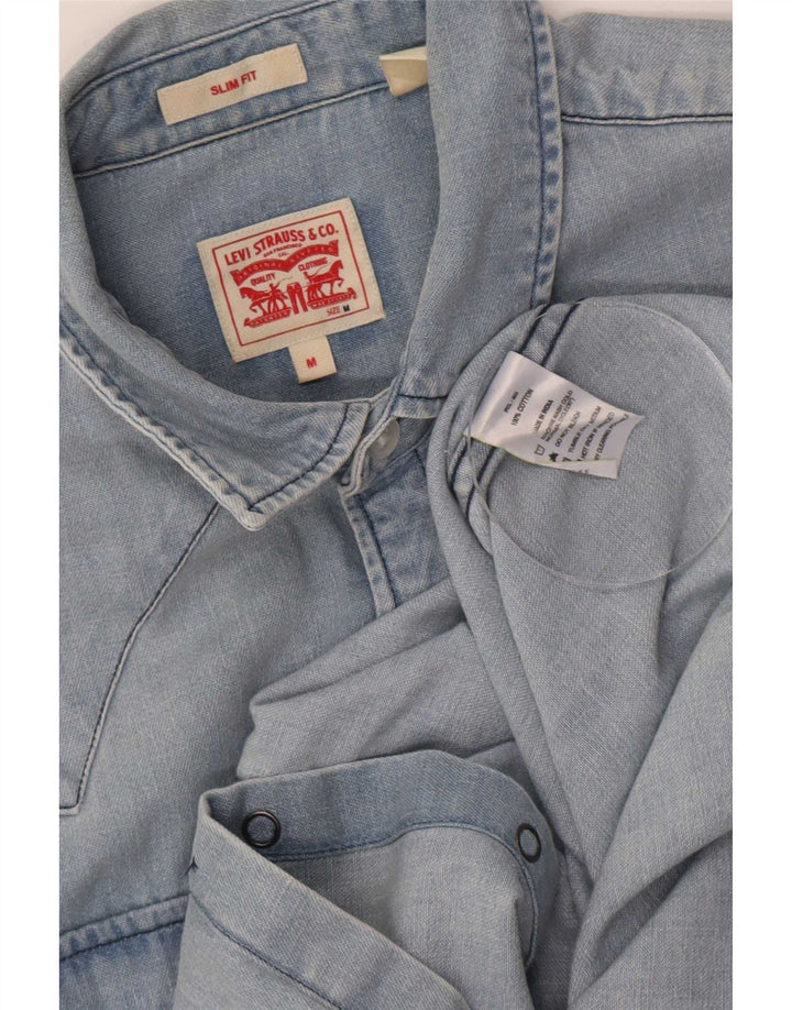Camisa jeans masculina Levi's Slim Fit azul médio algodão