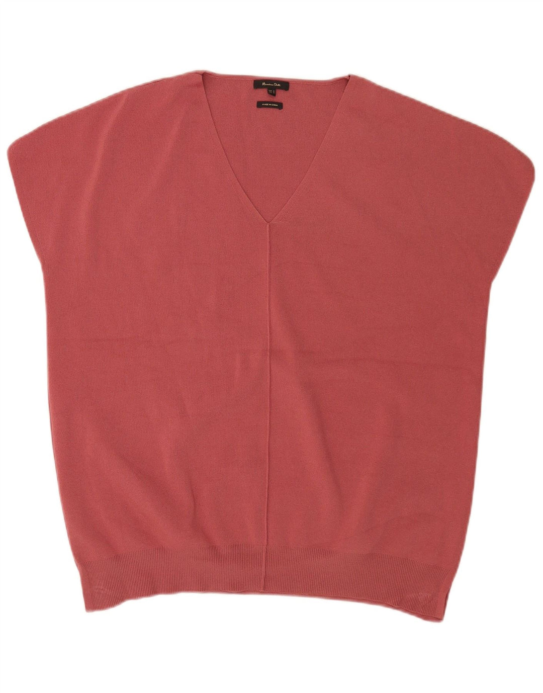 Suéter masculino Massimo Dutti de manga curta com decote em V médio Borgonha