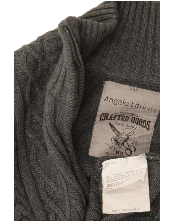 ANGELO LITRICO Suéter cardigã masculino 3XL algodão cinza