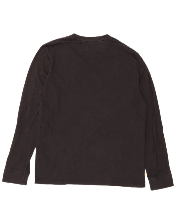 Timberland Mens Slim Fit Top Manga Longa Grande Algodão Preto