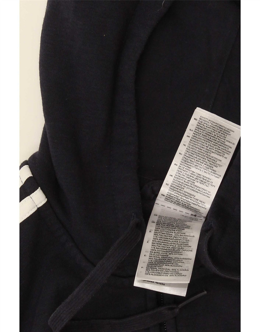 Adidas masculino zip moletom com capuz médio algodão azul marinho