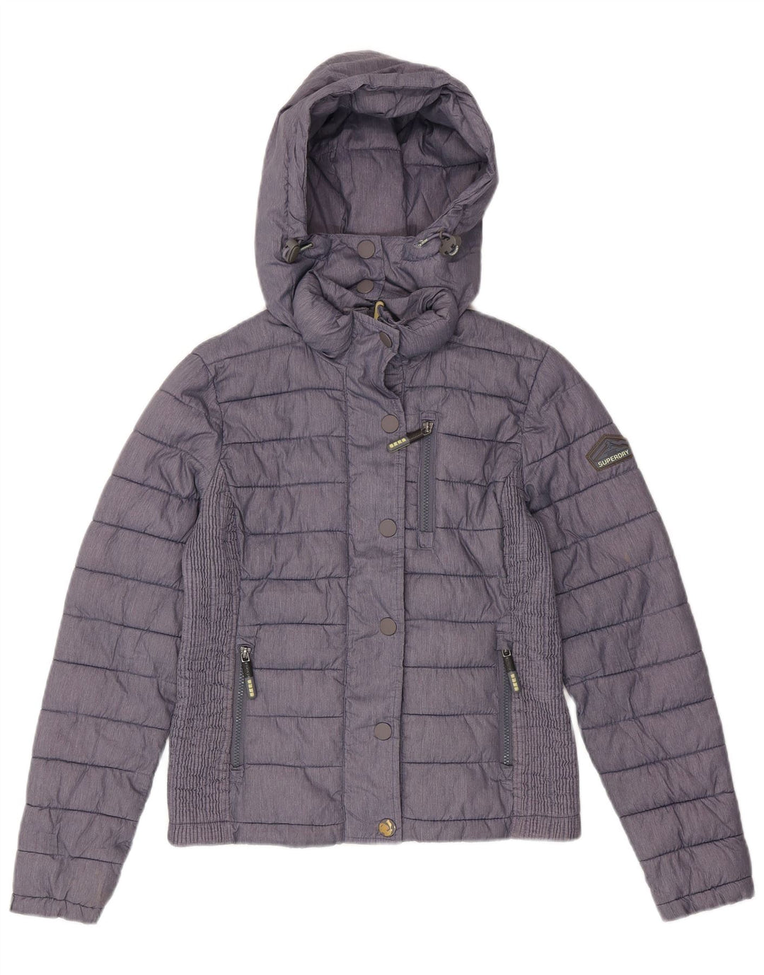 Jaqueta acolchoada com capuz feminina SUPERDRY UK 12 poliéster azul marinho médio