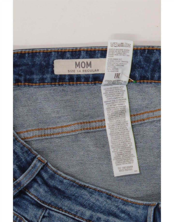 Calça jeans feminina Marks & Spencer Mom Regular Tapered UK 14 Médio W30 L28 Azul