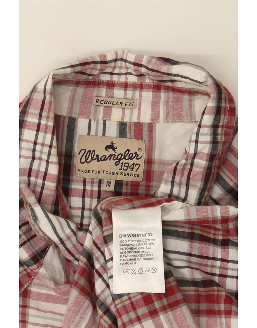 Camisa masculina de ajuste regular WRANGLER de algodão xadrez vermelho médio