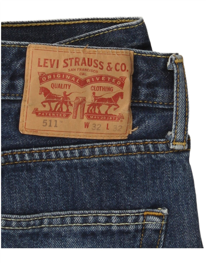 LEVI'S Mens 511 Distressed Slim Jeans W32 L29 Azul Algodão