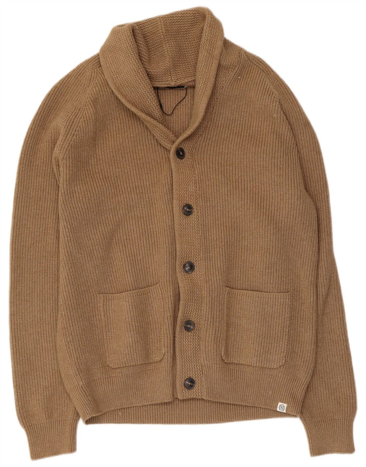 Suéter cardigã masculino Marks & Spencer grande poliéster marrom