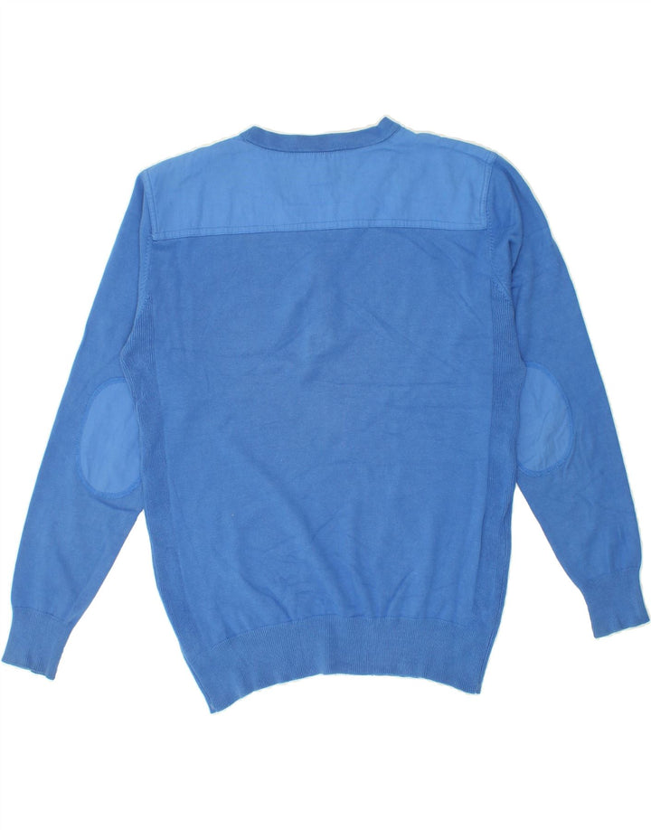 JACK & JONES Mens V-Neck Jumper Sweater XL Blue Cotton Vintage Jack & Jones and Second-Hand Jack & Jones from Messina Hembry 