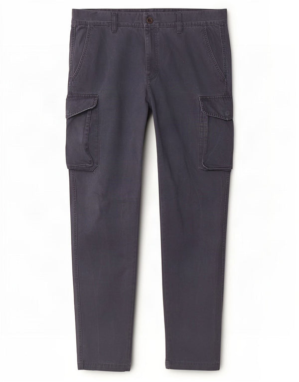 Calças cargo slim masculinas Benetton IT 54 2XL W38 L32 algodão azul marinho
