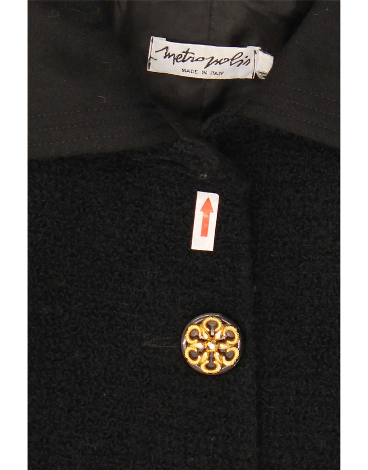 Jaqueta Bolero Feminina Vintage Reino Unido 10 Pequena Lã Preta