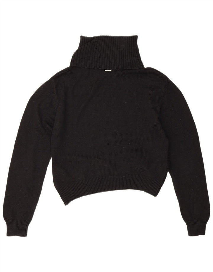 Suéter feminino Guess com gola alta e gola redonda Reino Unido 14 algodão preto médio