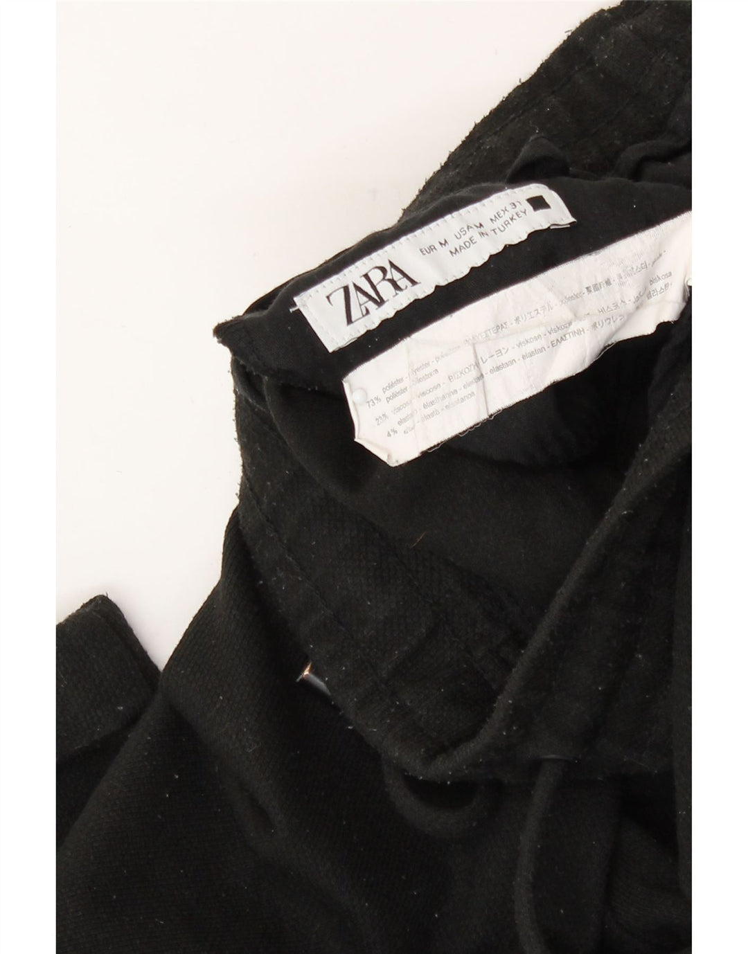 Zara Calça masculina cortada média W31 L26 poliéster preto