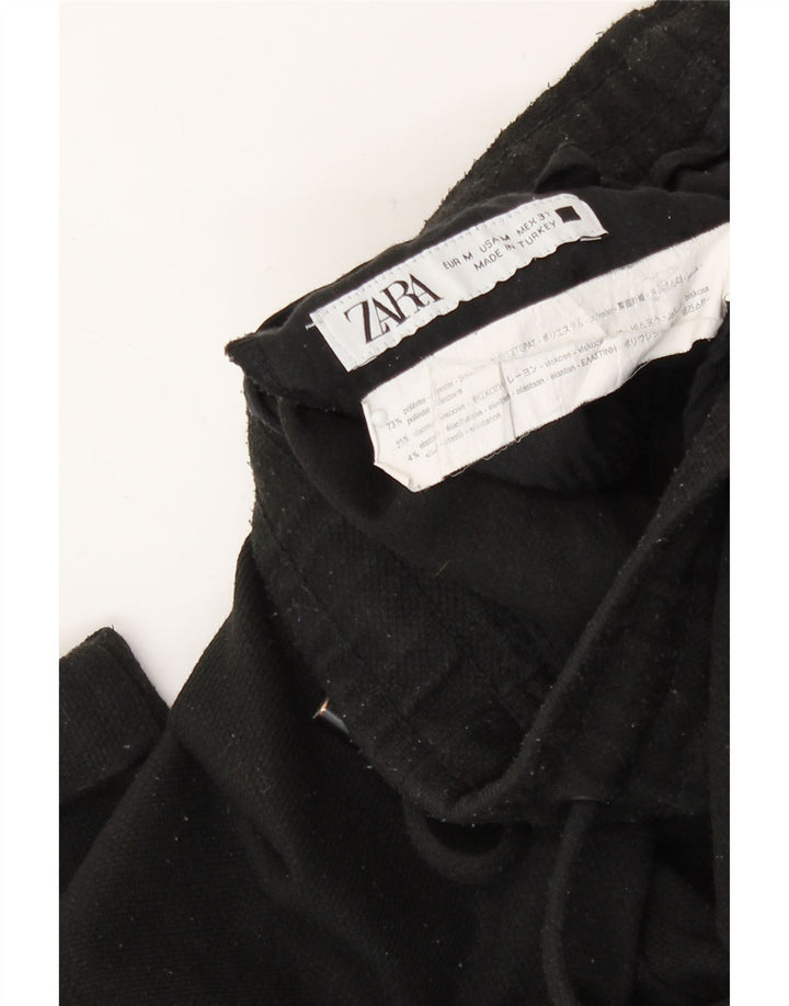 Zara Calça masculina cortada média W31 L26 poliéster preto