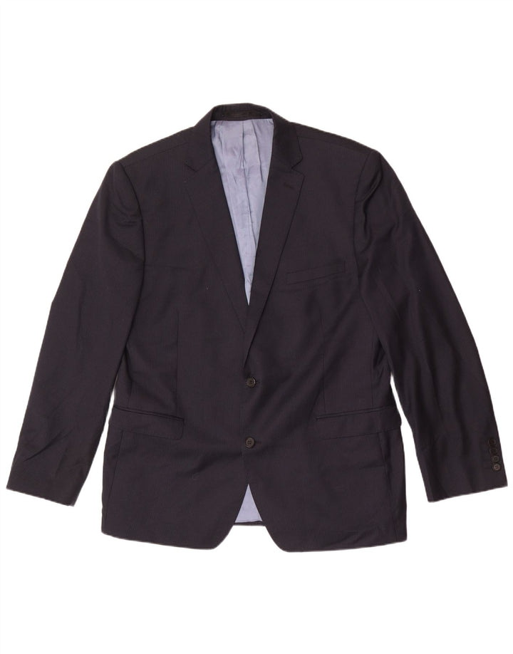 Jaqueta blazer masculina de 2 botões French Connection Reino Unido 44 2XL lã azul marinho
