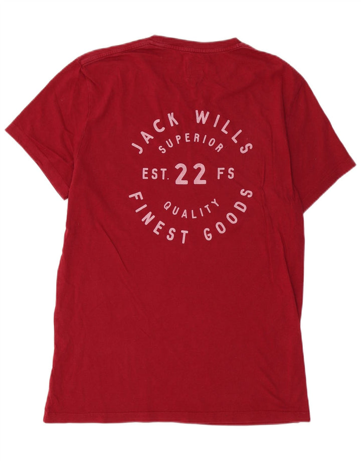 Jack Wills Camiseta masculina gráfica top pequeno algodão vermelho