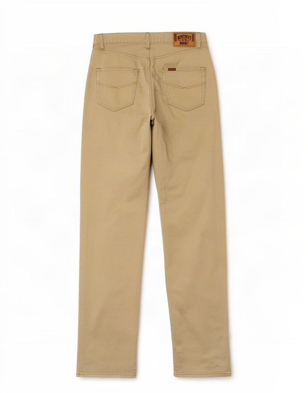 Rifle Mens Straight Casual Trousers W32 L34 Beige Cotton